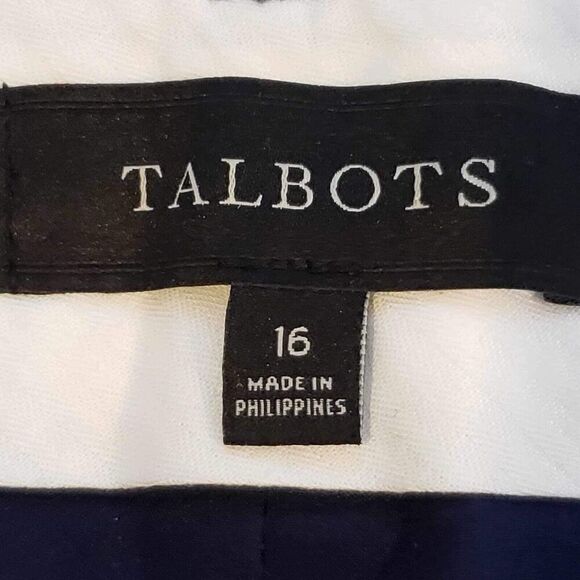 Talbots Pants Women’s Plus Size 16 Trousers Blue Straight Leg Flat Front - Picture 7 of 9